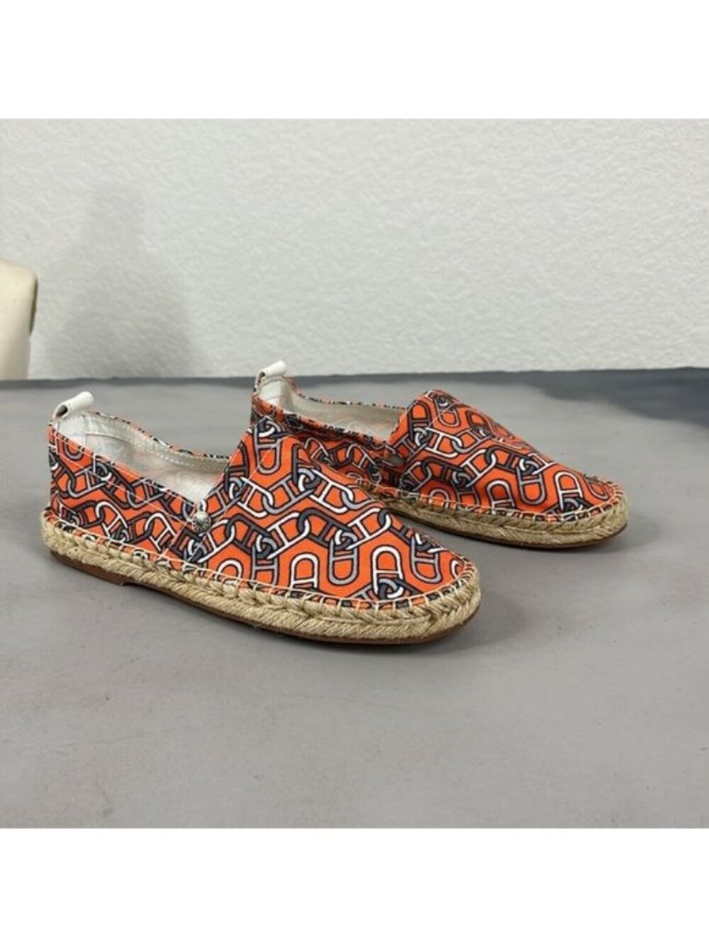 Hermes Printed Woven Chain Jute Espadrille Flats